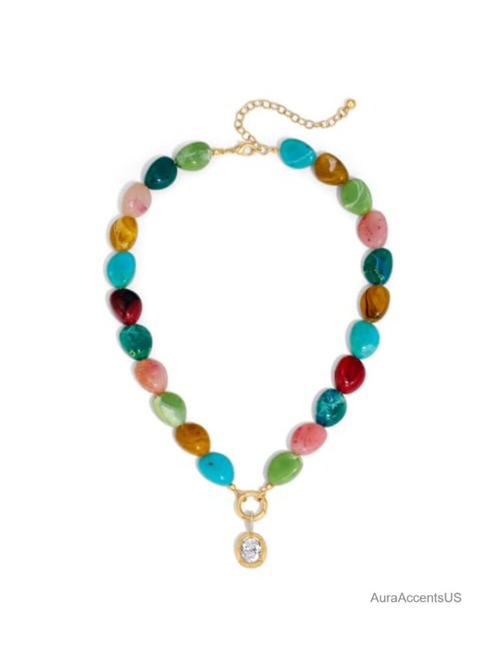 Chunky Beaded Resin Statement Necklace for Women Lightweight